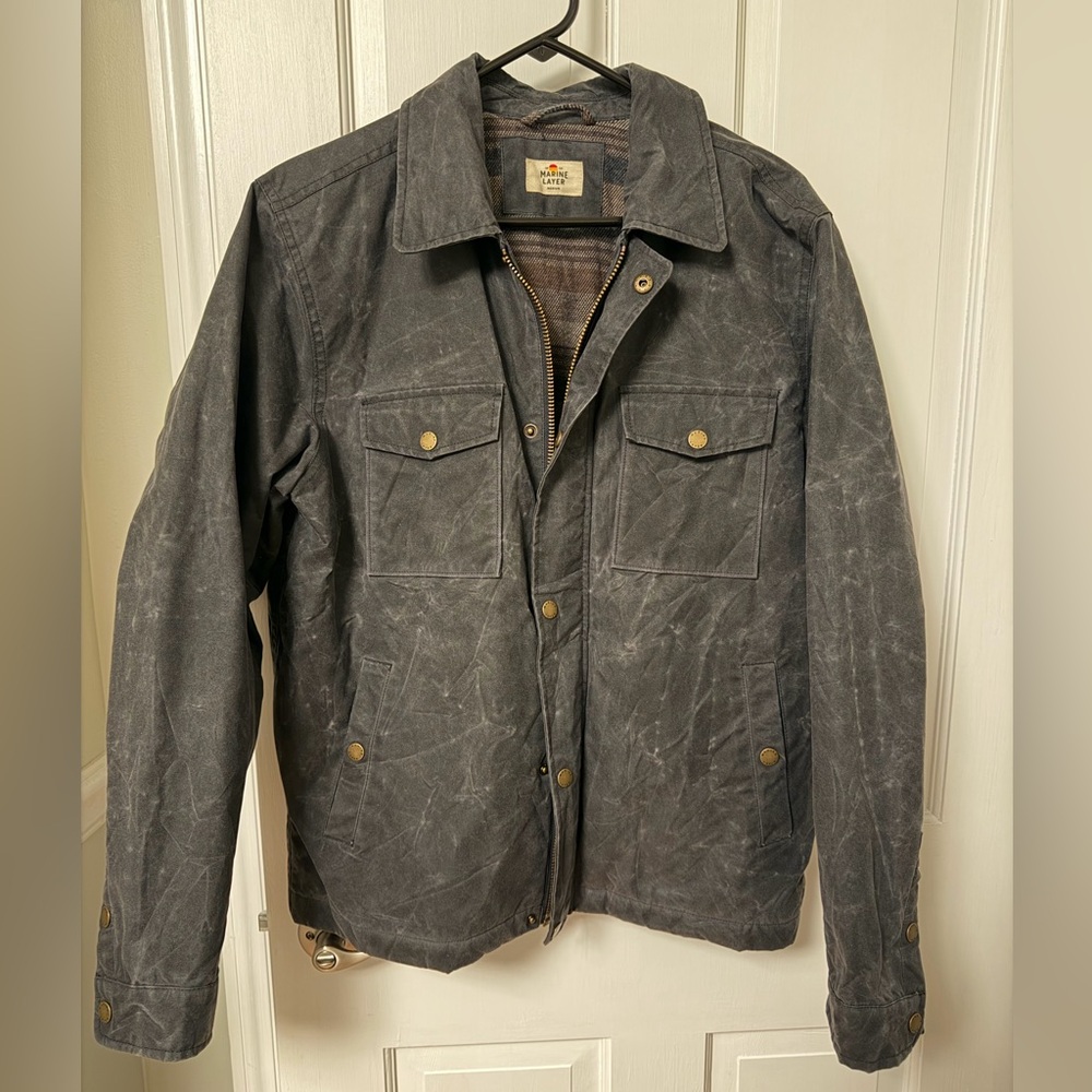 Men’s Marine Layer Medium Gray Waxed Trucker Jacket